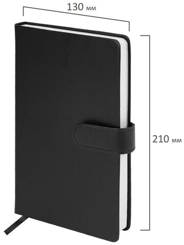 Скетчбук, белая бумага 140 г/м2 130х210 мм, 80 л., КОЖЗАМ, застежка, BRAUBERG ART CLASSIC, черный, 116461