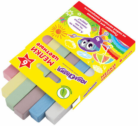 Мел цветной ЮНЛАНДИЯ "ЮНЛАНДИК И ОКРУЖАЮЩИЙ МИР", НАБОР 6 шт., квадратный, 227447