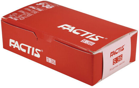 Ластик FACTIS S 36 (Испания), 40х24х14 мм, белый, прямоугольный, мягкий, CNFS36