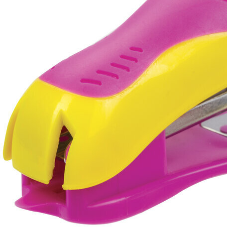 Степлер №10 МИНИ ЮНЛАНДИЯ, до 15 листов, с антистеплером, эргономичный, желто-розовый, 228491