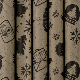 Бумага упаковочная новогодняя &quot;Kraft Collection&quot;, 70x100 см, 5 дизайнов ассорти, ЗОЛОТАЯ СКАЗКА, 591585