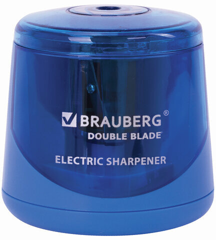 Точилка электрическая BRAUBERG DOUBLE BLADE, двойное лезвие, питание от 2 батареек AA, 229605