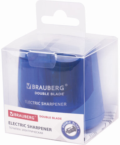 Точилка электрическая BRAUBERG DOUBLE BLADE, двойное лезвие, питание от 2 батареек AA, 229605