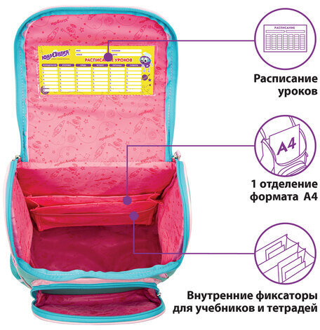 Ранец ЮНЛАНДИЯ "WISE" для начальной школы, Soft paws, 37х29х15 см, 229946