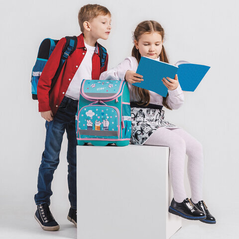 Ранец ЮНЛАНДИЯ "WISE" для начальной школы, Soft paws, 37х29х15 см, 229946