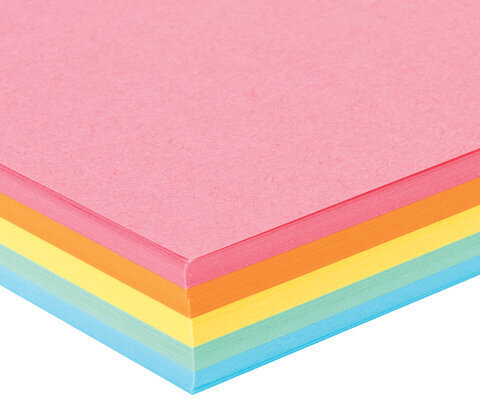 Бумага цветная BRAUBERG, А4, 80 г/м2, 100 л., (5 цветов х 20 л.), медиум, для офисной техники, 112462