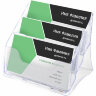 Подставка для визиток настольная BRAUBERG-CONTRACT, на 150 шт., 85х100х75 мм, 3 отделения, прозрачная, 235406
