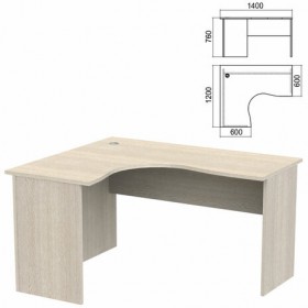 Стол компактный &quot;Арго&quot;, 1400х1200х760 мм, левый, ясень шимо (КОМПЛЕКТ)