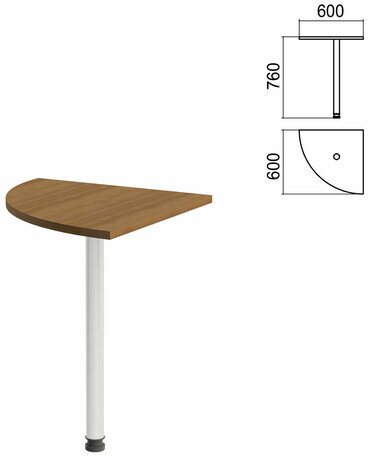 Стол приставной угловой "Арго", 600х600х760 мм, орех/опора хром (КОМПЛЕКТ)