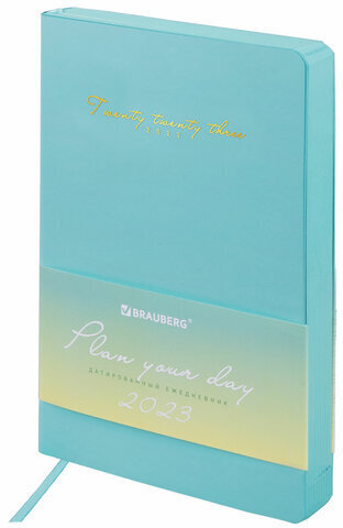 Ежедневник датированный 2023 А5 138x213 мм BRAUBERG "Pastel", под кожу, бирюзовый, 114146