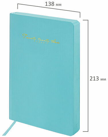 Ежедневник датированный 2023 А5 138x213 мм BRAUBERG "Pastel", под кожу, бирюзовый, 114146