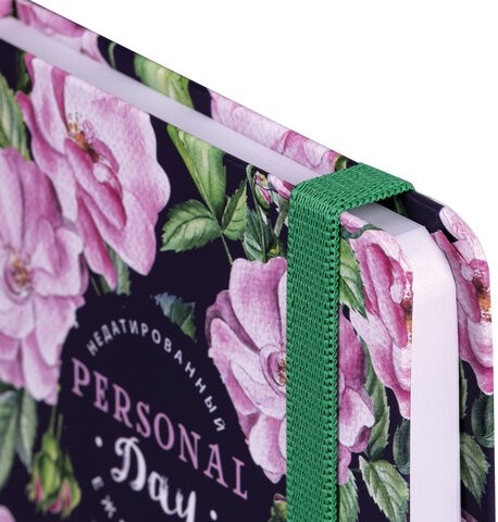 Ежедневник недатированный с резинкой, МАЛЫЙ ФОРМАТ А6 (109х148 мм), BRAUBERG, 128 л., "Розы", 114572