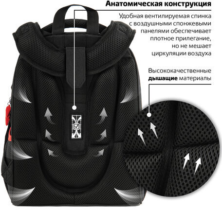 Ранец BRAUBERG PREMIUM, 2 отделения, с брелком, "Next level", 3D панель, 38х29х16 см, 270597