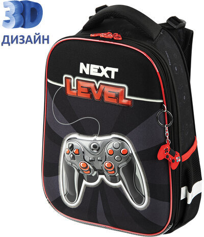 Ранец BRAUBERG PREMIUM, 2 отделения, с брелком, "Next level", 3D панель, 38х29х16 см, 270597