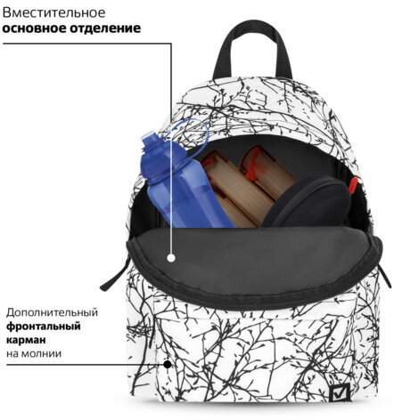 Рюкзак BRAUBERG универсальный, сити-формат, "Twigs on white", 20 литров, 41х32х14 см, 270794