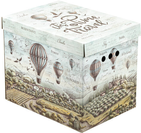 Короб для хранения из микрогофрокартона 380х280х315 мм, КОМПЛЕКТ 3 шт., "Путешествия", 271823