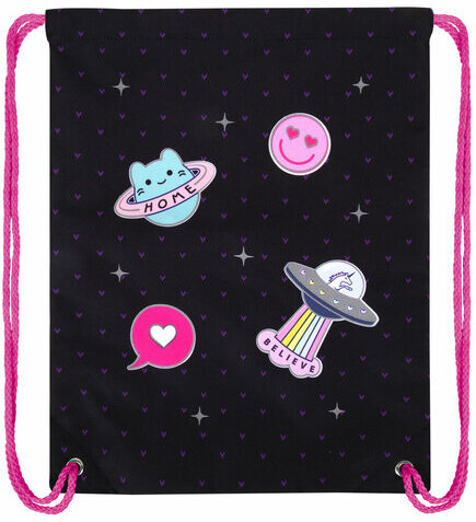 Мешок для обуви BRAUBERG PREMIUM, карман, подкладка, светоотражайка, 43х33 см, Space sweets, 272422