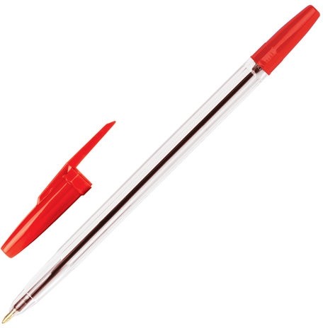 Ручка шариковая CORVINA (Италия) "51 Classic", КРАСНАЯ, корпус прозрачный, узел 1 мм, линия письма 0,7 мм, 40163/03