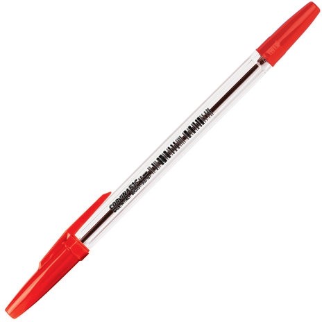 Ручка шариковая CORVINA (Италия) "51 Classic", КРАСНАЯ, корпус прозрачный, узел 1 мм, линия письма 0,7 мм, 40163/03