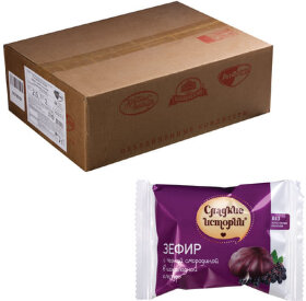 Зефир СЛАДКИЕ ИСТОРИИ, с черной смородиной в шоколадной глазури, весовой, 2 кг, гофрокороб, РФ19054