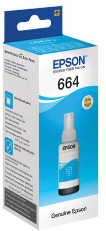 Чернила EPSON 664 (T6642) для СНПЧ Epson L100/L110/L200/L210/L300/L456/L550, голубые, ОРИГИНАЛЬНЫЕ, C13T66424A