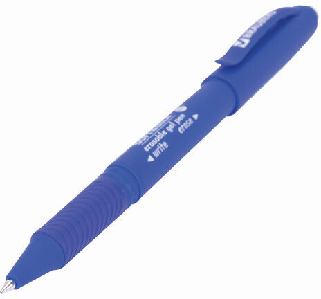 Ручка стираемая гелевая с грипом BRAUBERG "SOFT&SILK", СИНЯЯ, узел 0,7 мм, линия письма 0,5 мм, 143253