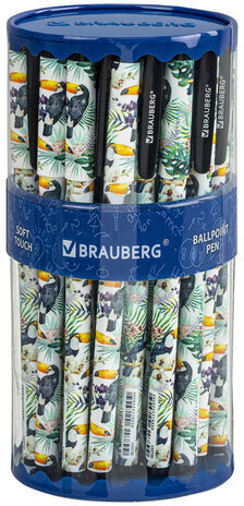 Ручка шариковая BRAUBERG SOFT TOUCH GRIP "TOUCAN", СИНЯЯ, мягкое покрытие, узел 0,7 мм, 143720