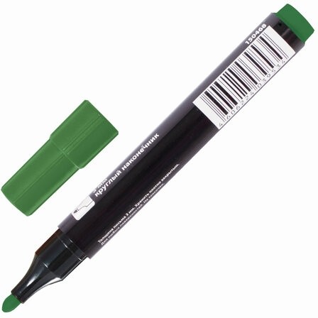 Маркер перманентный (нестираемый) BRAUBERG "Contract", ЗЕЛЕНЫЙ, круглый наконечник, 3 мм, без клипа, 150468