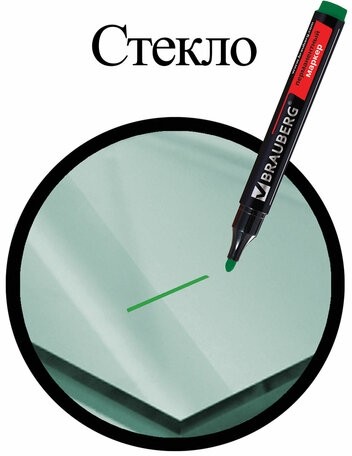 Маркер перманентный (нестираемый) BRAUBERG "Contract", ЗЕЛЕНЫЙ, круглый наконечник, 3 мм, без клипа, 150468