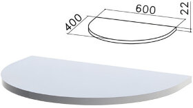 Стол приставной полукруг &quot;Монолит&quot;, 600х400х750 мм, БЕЗ ОПОРЫ (640137), цвет серый, ПМ37.11