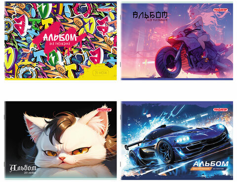 Альбом для рисования А4, 20 листов, скоба, обложка офсет, ПИФАГОР, 203х288 мм, "МИКС-1", 107102