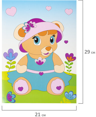 Набор для творчества "Аппликация из мягкого пластика EVA", "Мишутка", 21х29 см, ЮНЛАНДИЯ, 662355