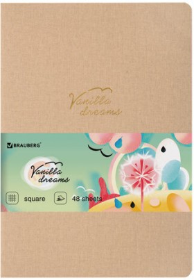 Тетрадь 48 л. в клетку обложка кожзам под лён, сшивка, A5 (147х210мм), БЕЖЕВЫЙ, BRAUBERG PASTEL, 403871