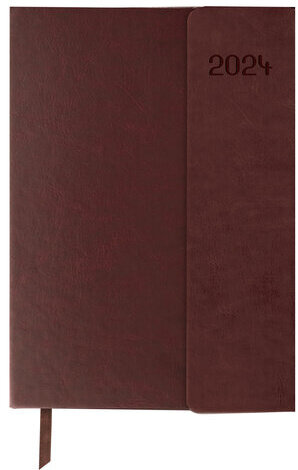 Ежедневник датированный 2024 А5 148х218 мм GALANT "Magnetic", под кожу, клапан, коричневый, 114757
