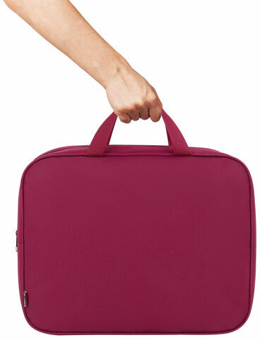 Папка на молнии с ручками STAFF EVERYDAY А4, 1 отделение, полиэстер, 80 мм, бордовый, 272187