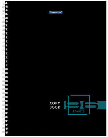 Тетрадь А4, 96 л., BRAUBERG, гребень, клетка, глянцевый лак, "Dark", 404060