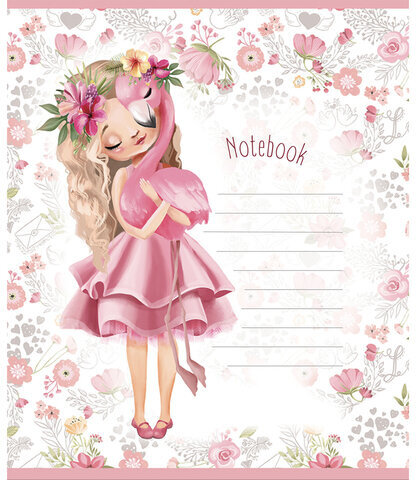 Тетрадь 12 л., ПЗБМ, клетка, фольга, "Нежность" (5 видов), 017446