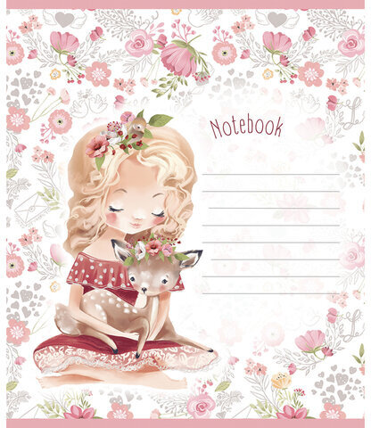 Тетрадь 12 л., ПЗБМ, клетка, фольга, "Нежность" (5 видов), 017446