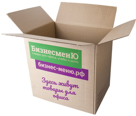 Гофроящик с логотипом, длина 370 х ширина 270 х высота 370 мм, марка Т22, профиль В, БИЗНЕСМЕНЮ, 440140