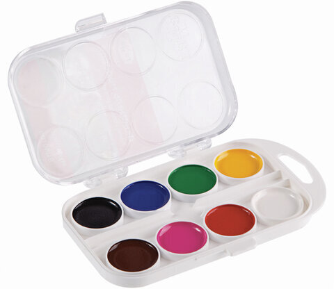 Краски акварельные ГАММА "Мультики NEW", 8 цветов, медовые, пластиковая коробка, европодвес, 211046_8