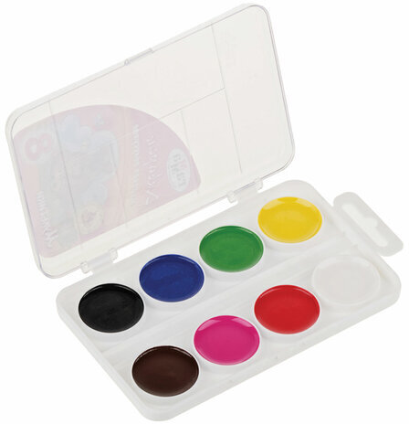 Краски акварельные ГАММА "Мультики NEW", 8 цветов, медовые, пластиковая коробка, европодвес, 211046_8