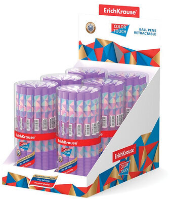 Ручка шариковая автоматическая ERICH KRAUSE ColorTouch "Magic rhombs", СИНЯЯ, узел 0,7 мм, линия письма 0,35 мм, 50744