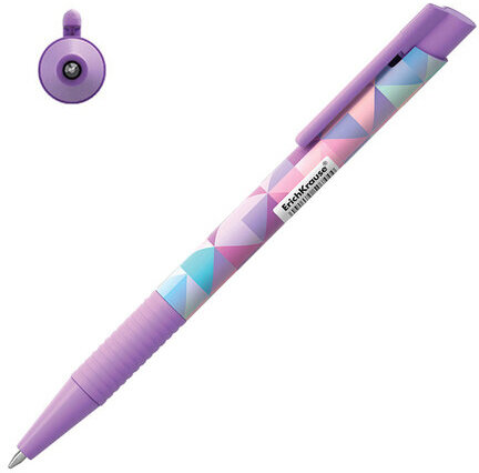 Ручка шариковая автоматическая ERICH KRAUSE ColorTouch "Magic rhombs", СИНЯЯ, узел 0,7 мм, линия письма 0,35 мм, 50744