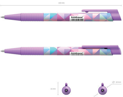 Ручка шариковая автоматическая ERICH KRAUSE ColorTouch "Magic rhombs", СИНЯЯ, узел 0,7 мм, линия письма 0,35 мм, 50744