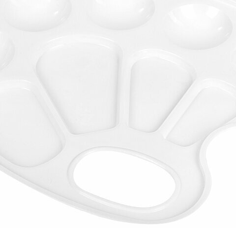 Палитра для рисования ПИФАГОР "ЭНИКИ-БЕНИКИ", белая, овальная, 10 ячеек (6 ячеек для красок и 4 для смешивания), 192352