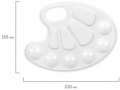 Палитра для рисования ПИФАГОР "ЭНИКИ-БЕНИКИ", белая, овальная, 10 ячеек (6 ячеек для красок и 4 для смешивания), 192352
