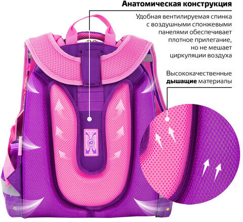 Ранец ЮНЛАНДИЯ EXTRA, с дополнительным объемом, "Dancing girl", 38х29х18 см, 270675
