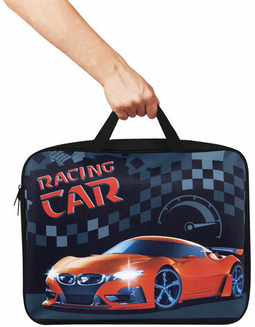 Папка на молнии с ручками BRAUBERG А4, 1 отделение, полиэстер, 80 мм, "Racing Car", 271132