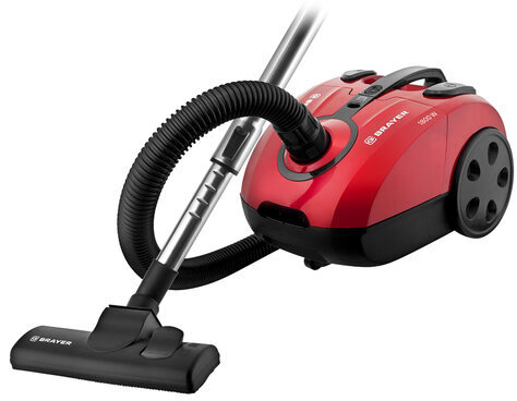 Пылесос BRAYER BR4223, с пылесборником, 1800 Вт, мощность всасывания 380 Вт, черный/красный