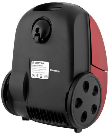 Пылесос BRAYER BR4223, с пылесборником, 1800 Вт, мощность всасывания 380 Вт, черный/красный